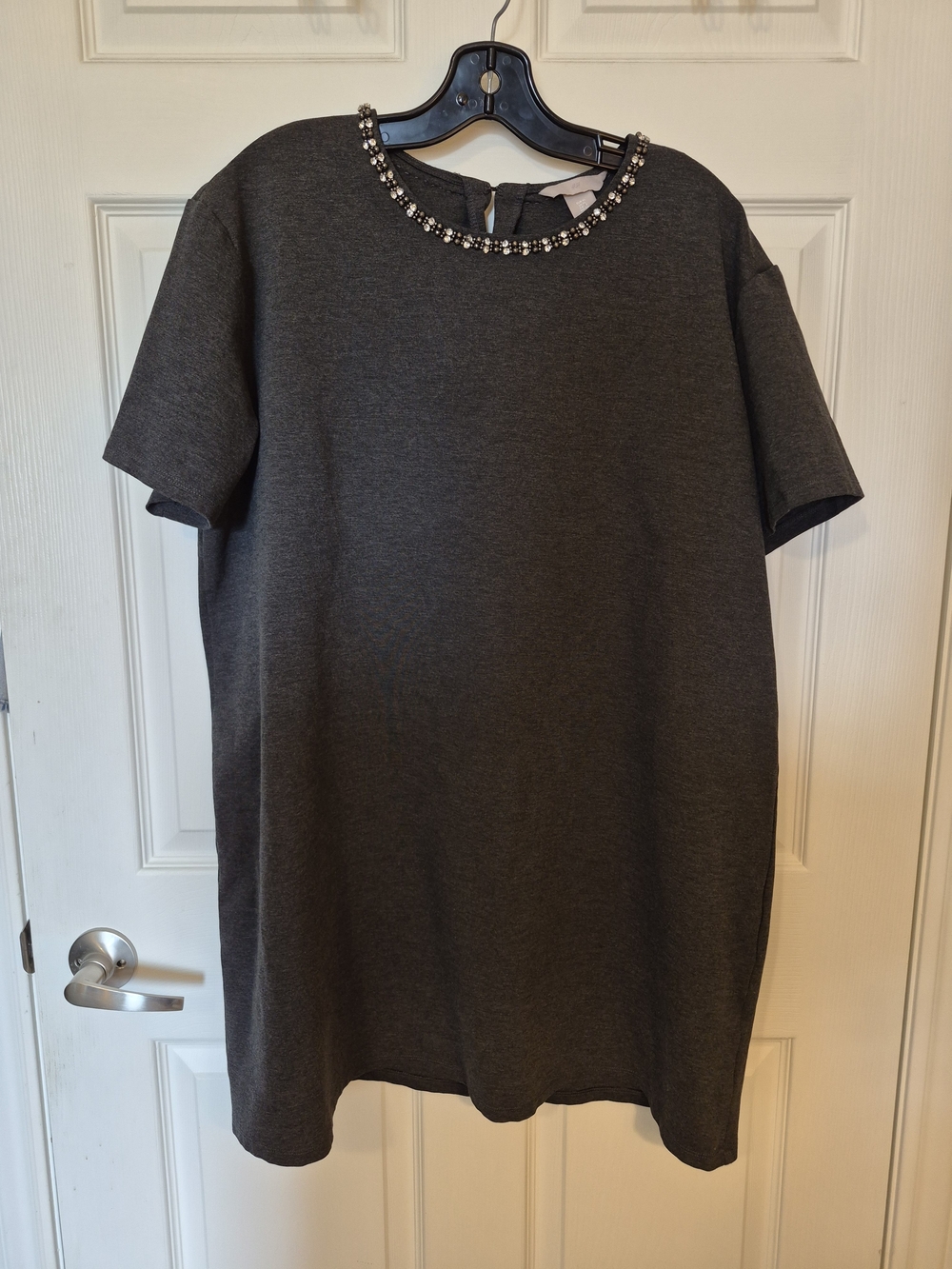 H&M Dark Gray Short Sleeve Jewel Neck Dress